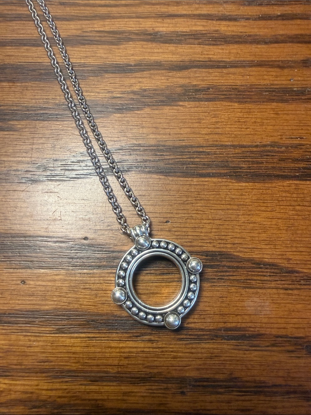 Brighton Sterling Silver Circular Beaded Pendant Necklace - Silver